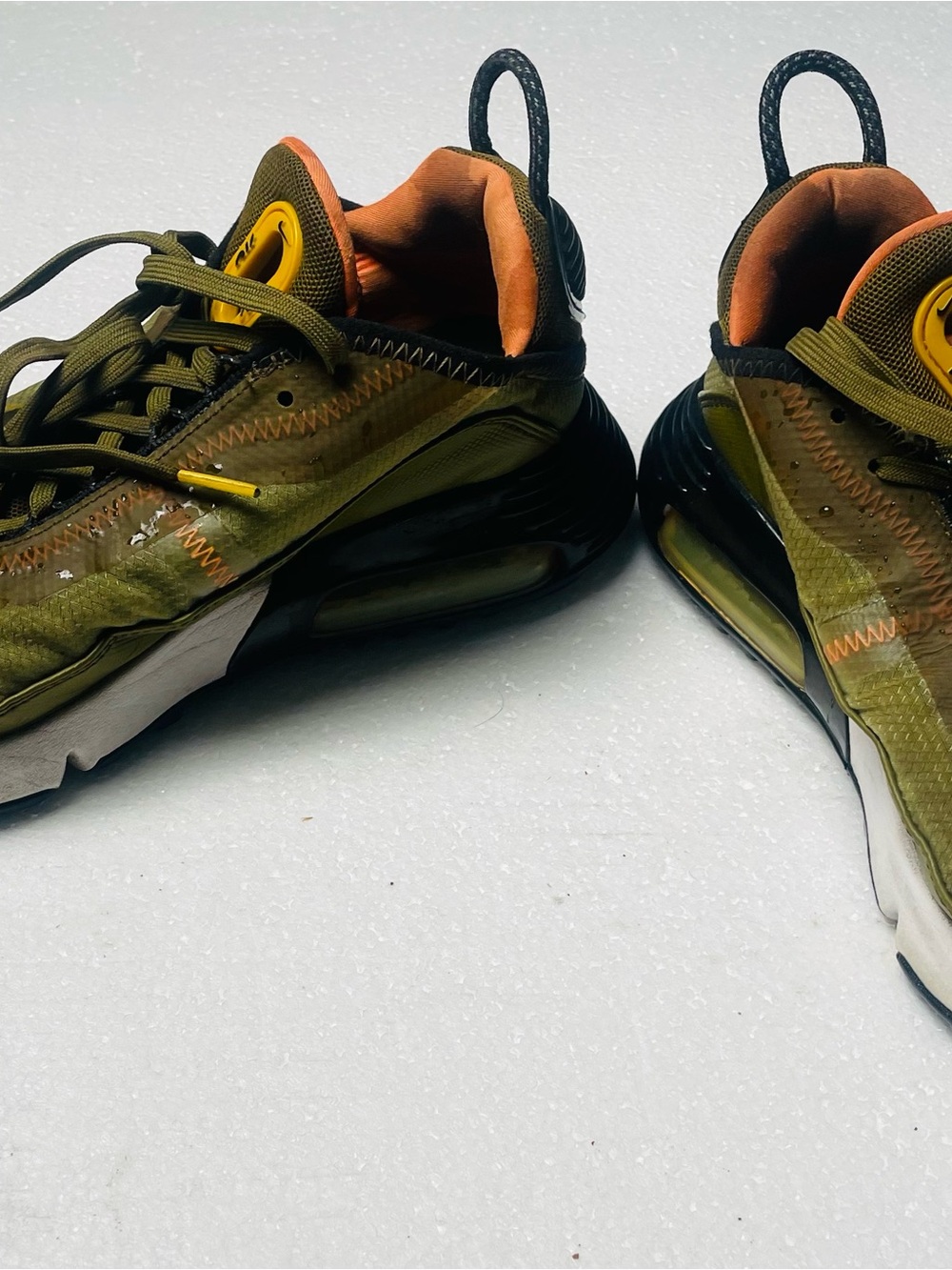 Nike Olive Green and Orange Running Sneakers